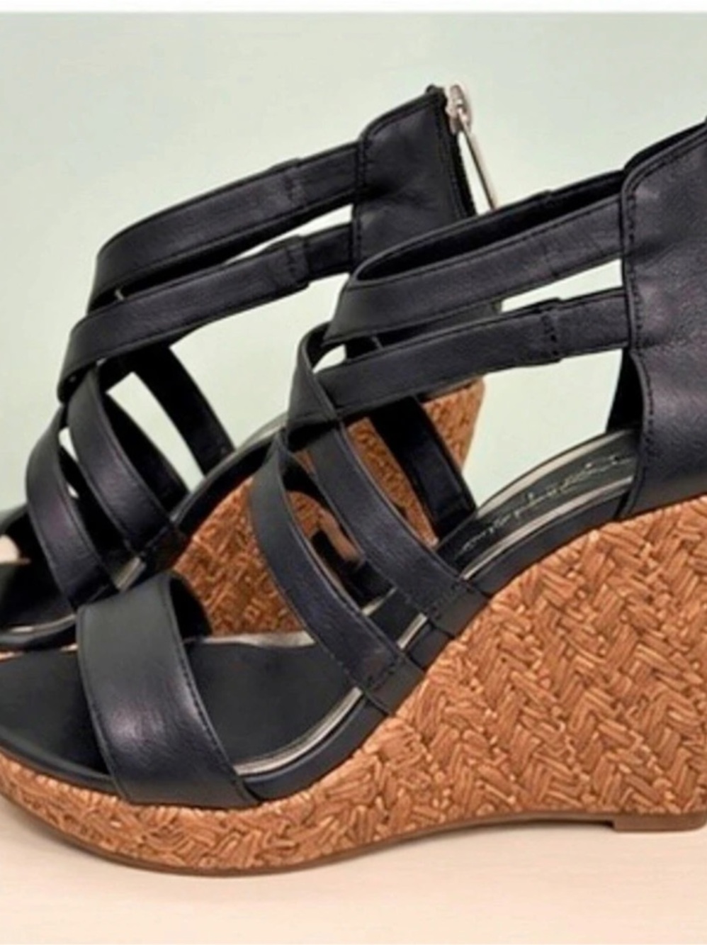 Jessica Simpson Jasson Wedge Sandal Black & Brown US 7 M
